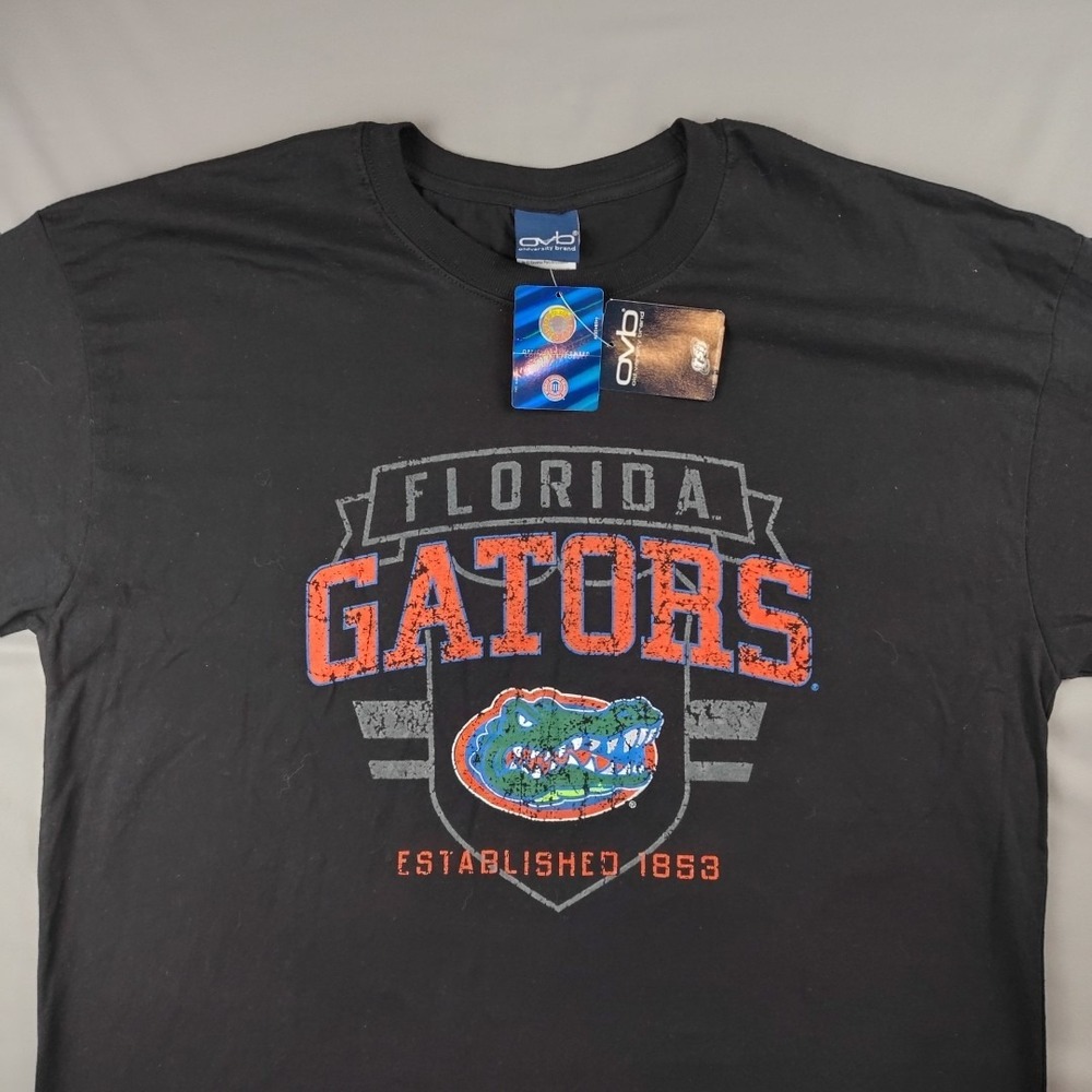 NOS OVB Florida Gators Tee Shirt Mens XL Black Short Sleeve Distressed Letters